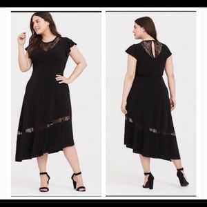 NWT Torrid Size 3 Black Studio dress w lace insert